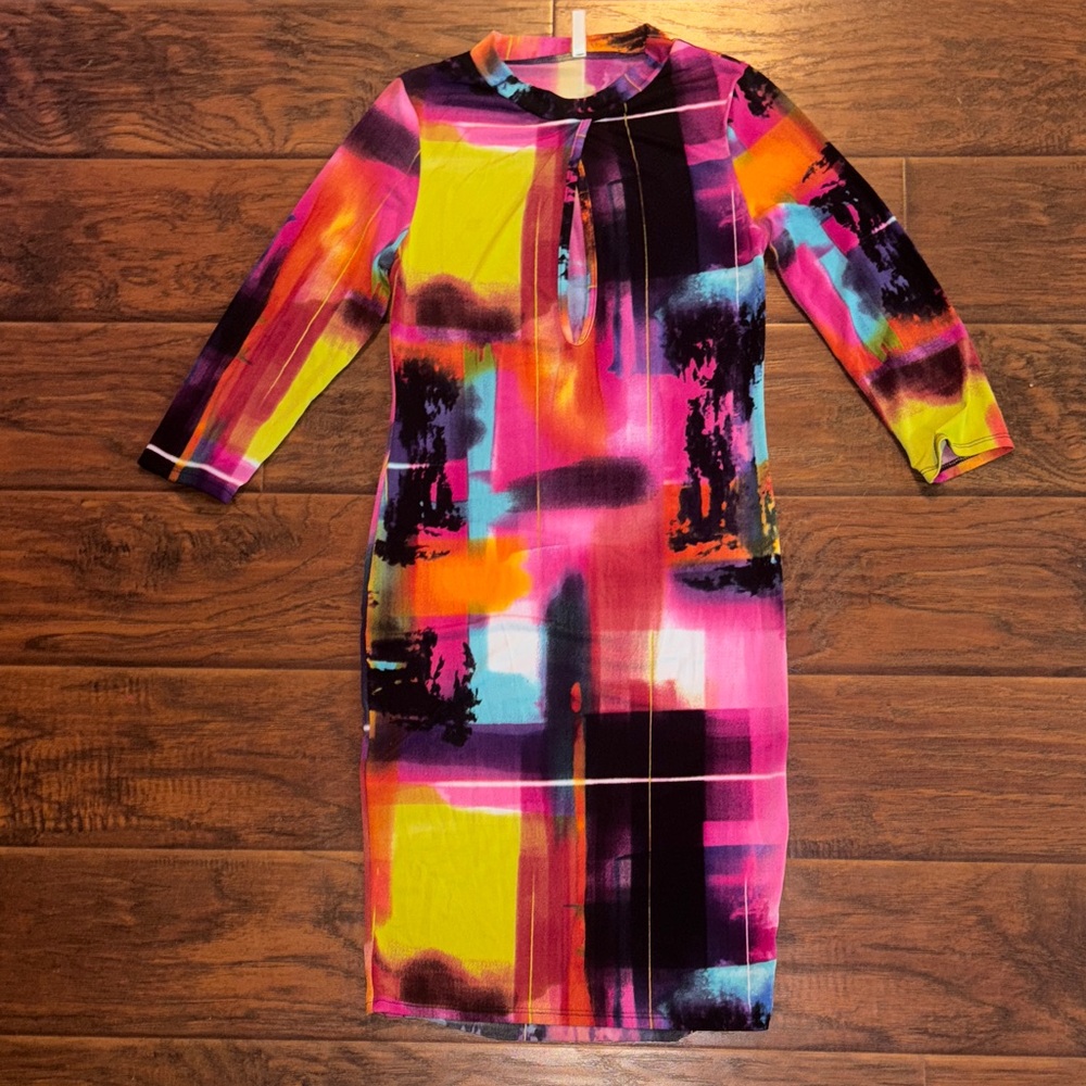Multicolor Abstract Print Women's stretchy Dress